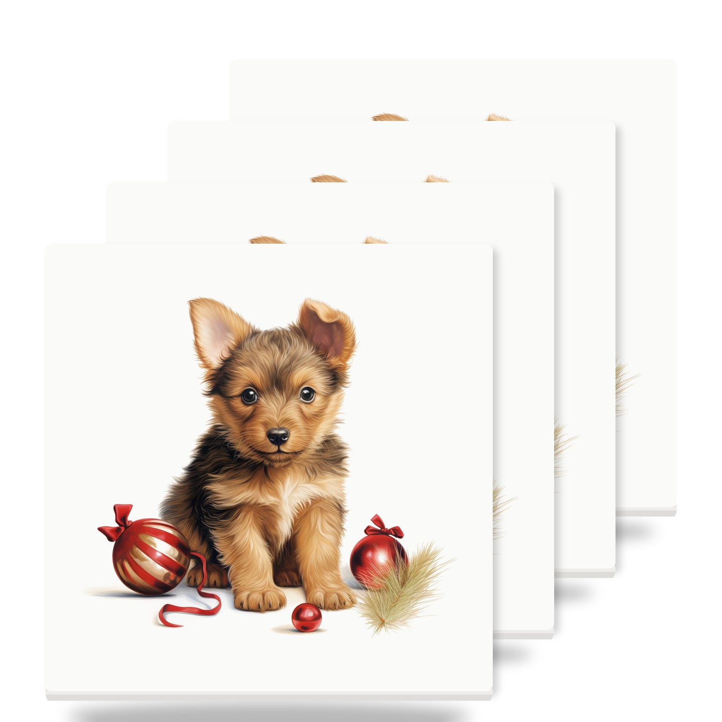 Australian Terrier Puppy Drawing ceramic coasters set of 4