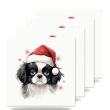 Japanese Chin Puppy Drawing ceramic coasters set of 4