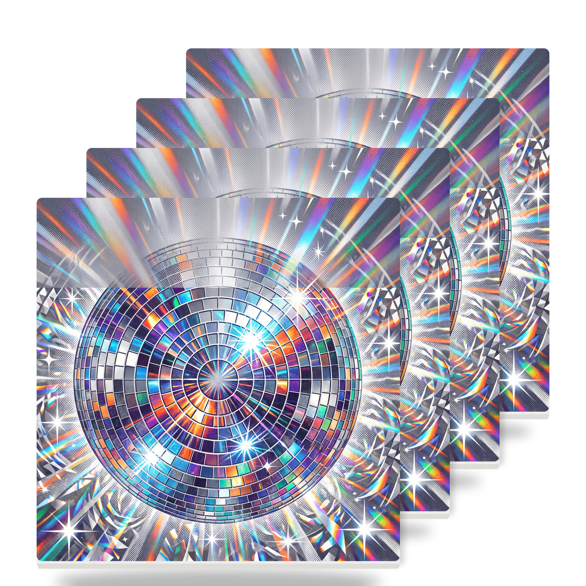 Disco Ball ceramic coasters set of 4