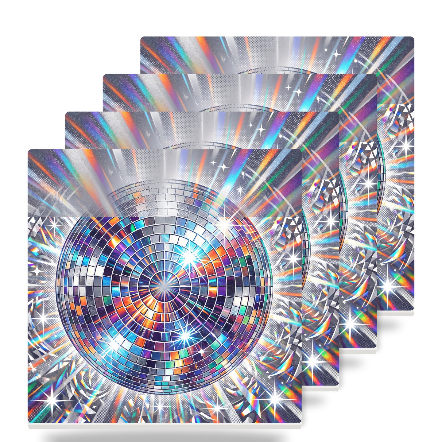 Disco Ball ceramic coasters set of 4