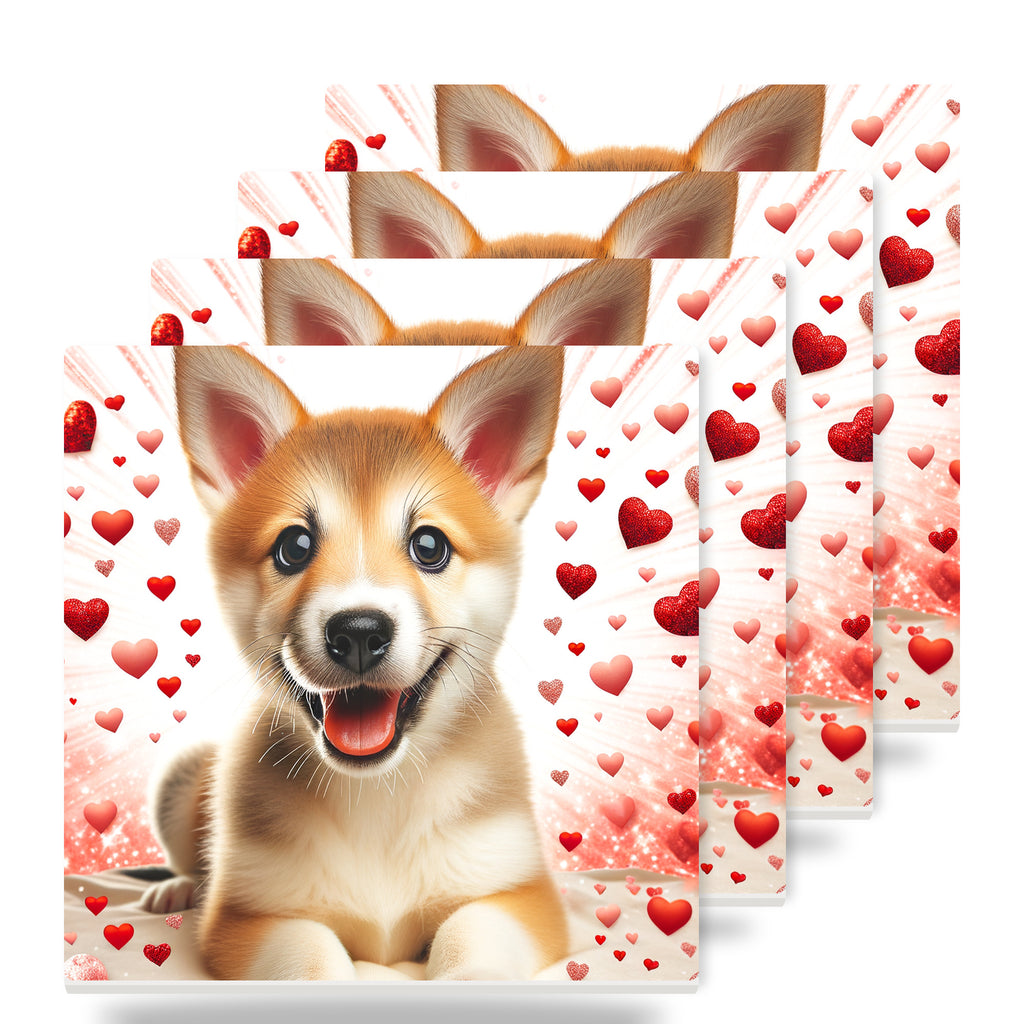 Shiba Inu ceramic coasters set of 4