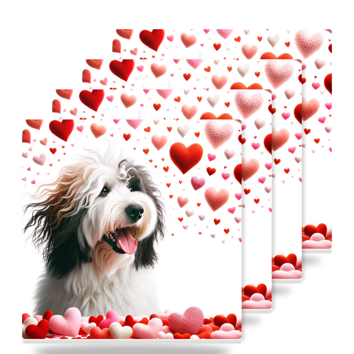 Old English Sheepdog ceramic coasters set of 4