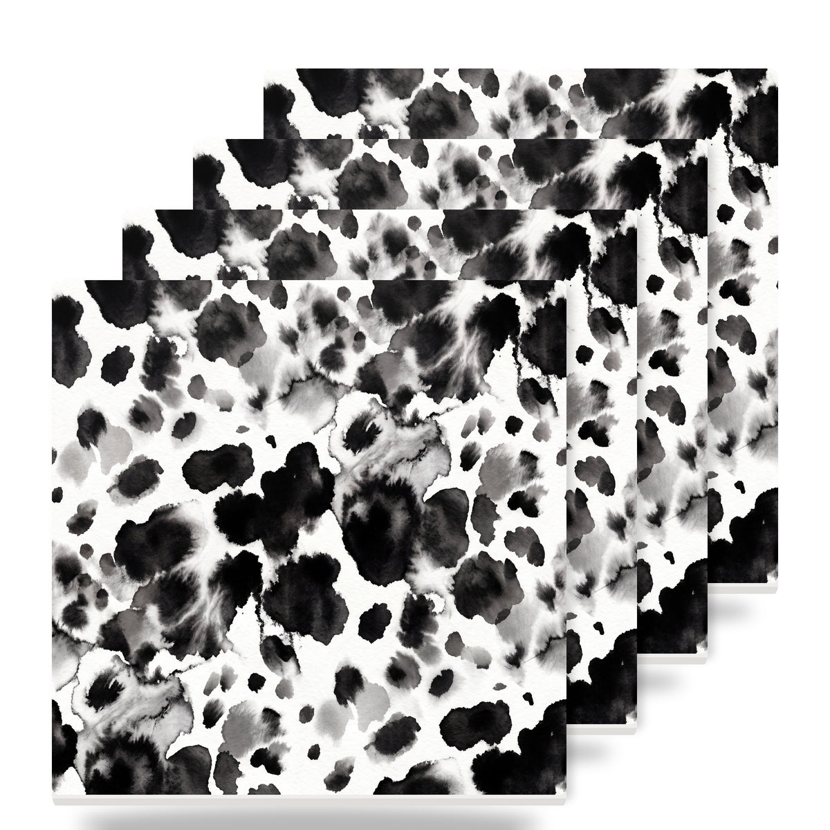 Cow Print ceramic coasters set of 4