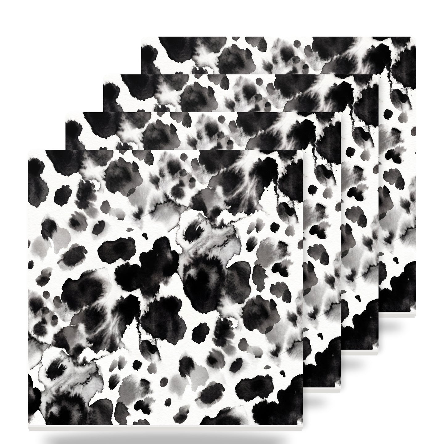 Cow Print ceramic coasters set of 4