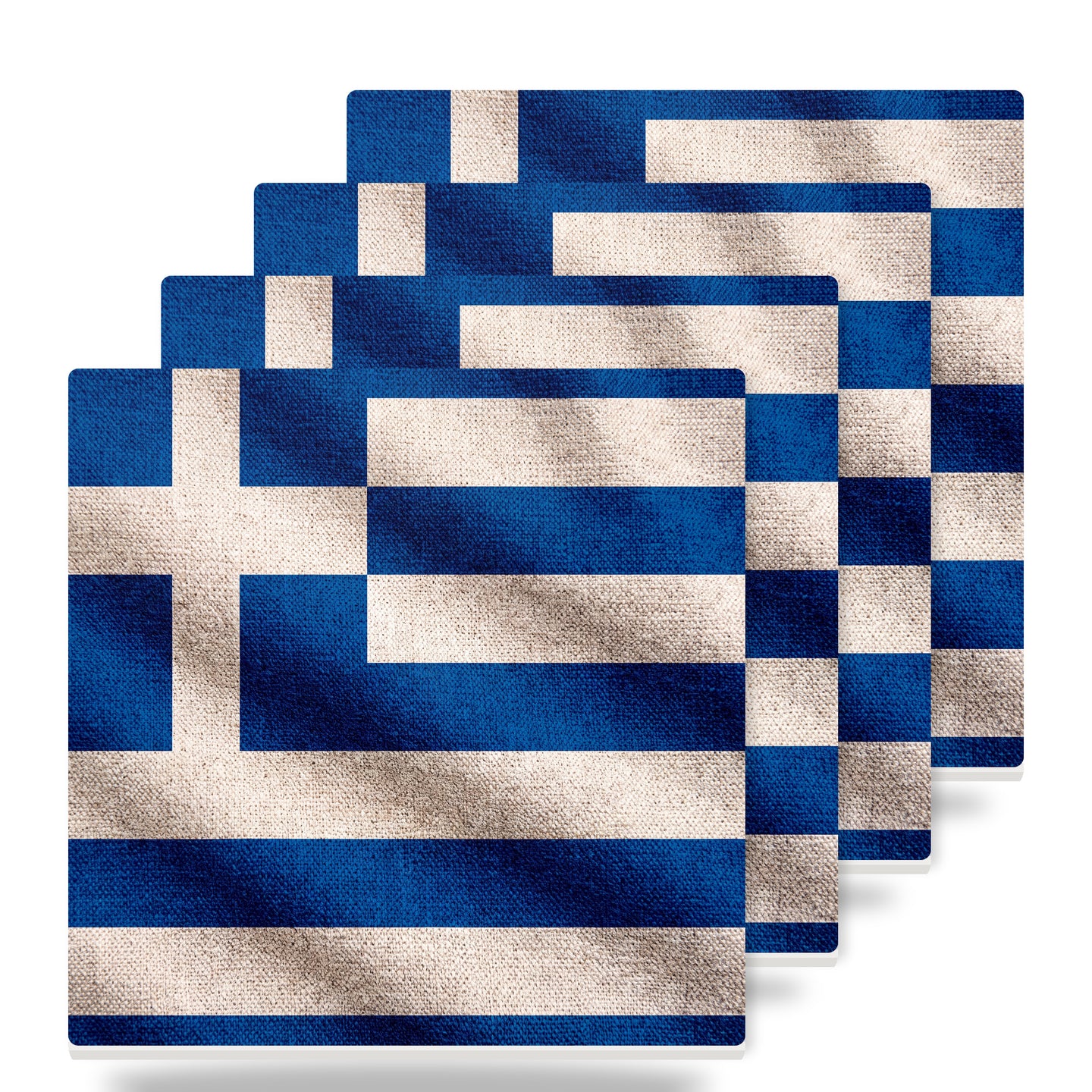 Greece Flag Pride ceramic coasters set of 4