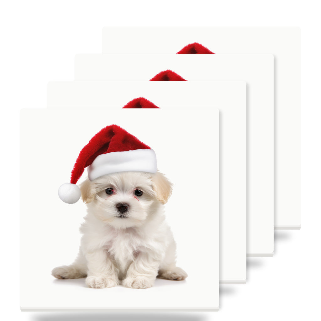 Maltese Puppy ceramic coasters set of 4