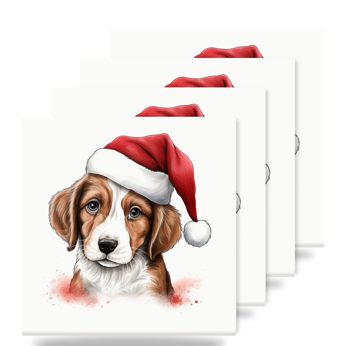 Brittany Puppy Drawing ceramic coasters set of 4
