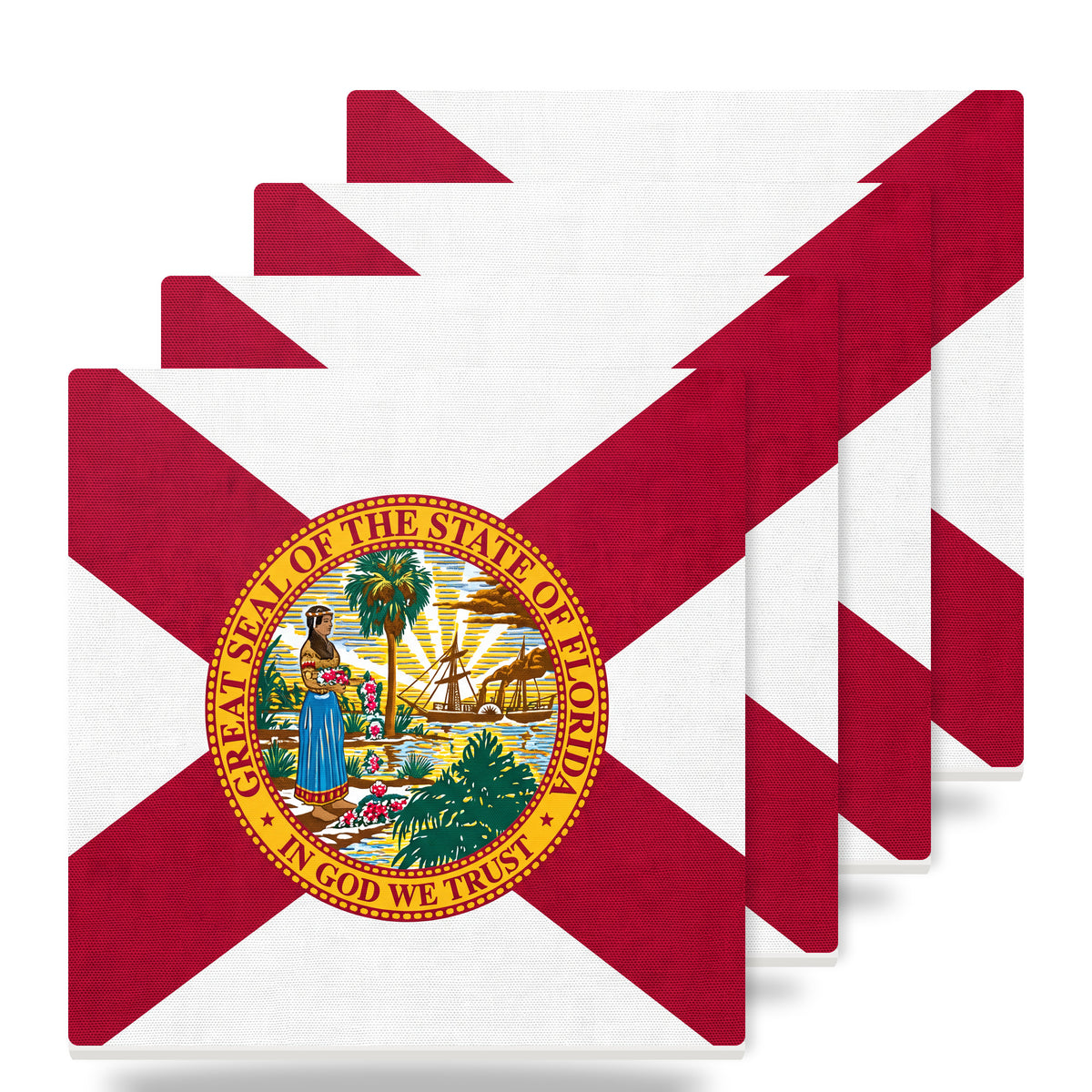 Florida State Flag ceramic coasters set of 4