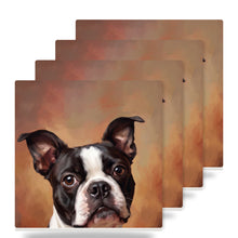 Boston Terrier Portrait ceramic coasters set of 4
