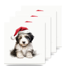 Polish Lowland Sheepdog Puppy Drawing ceramic coasters set of 4