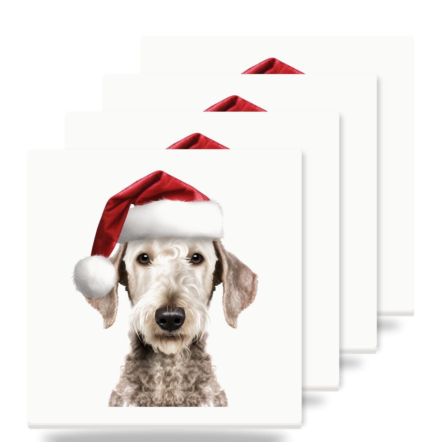 Bedlington Terrier ceramic coasters set of 4