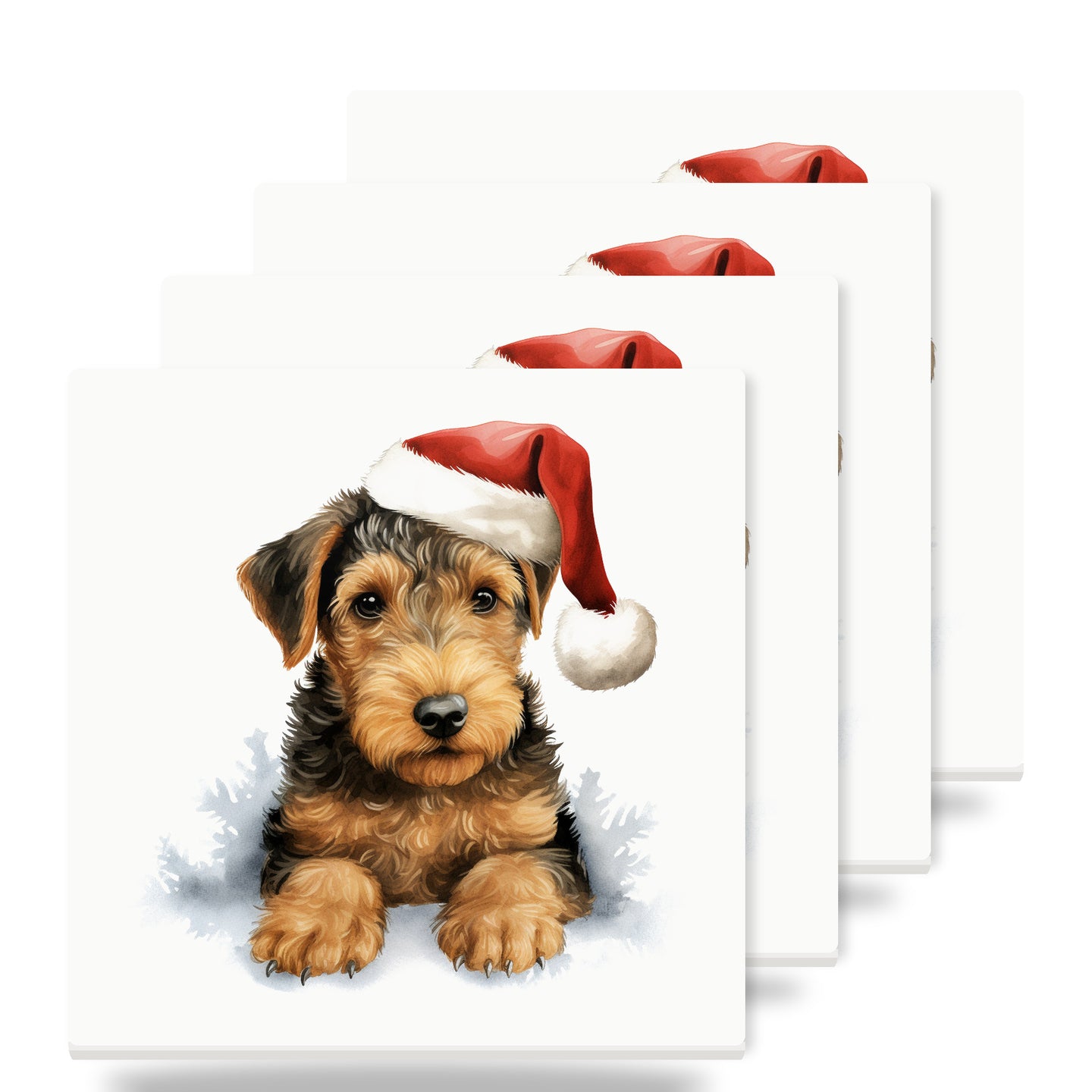 Welsh Terrier Puppy Drawing ceramic coasters set of 4