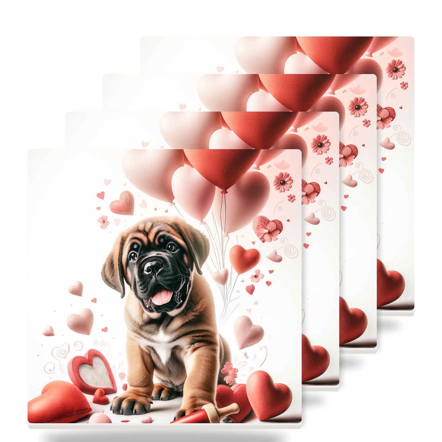 Mastiff ceramic coasters set of 4