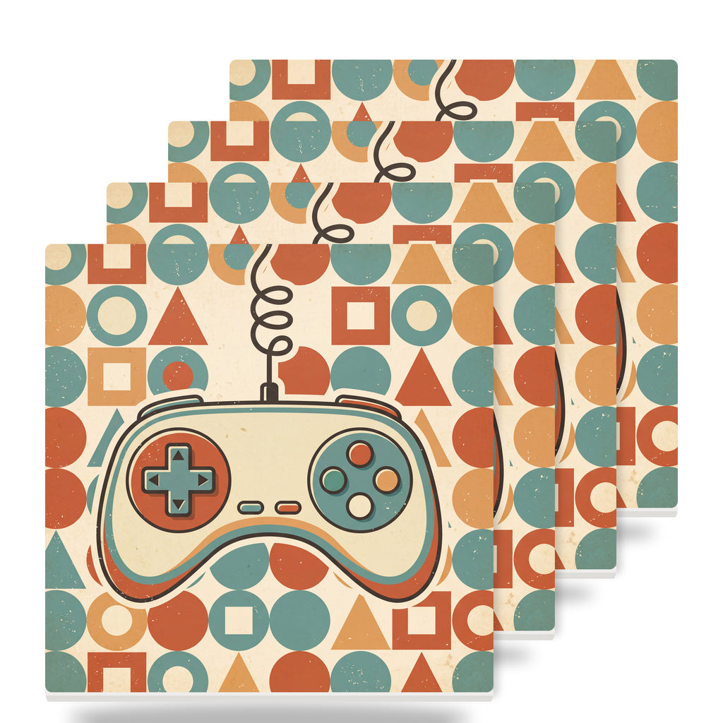 Retro Game Controller ceramic coasters set of 4