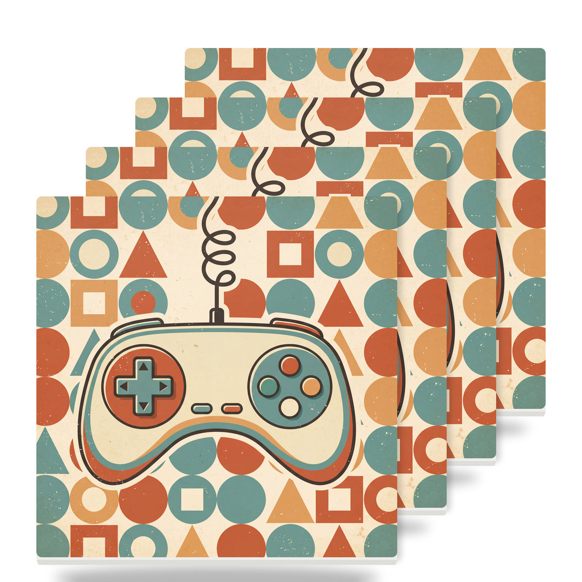 Retro Game Controller ceramic coasters set of 4
