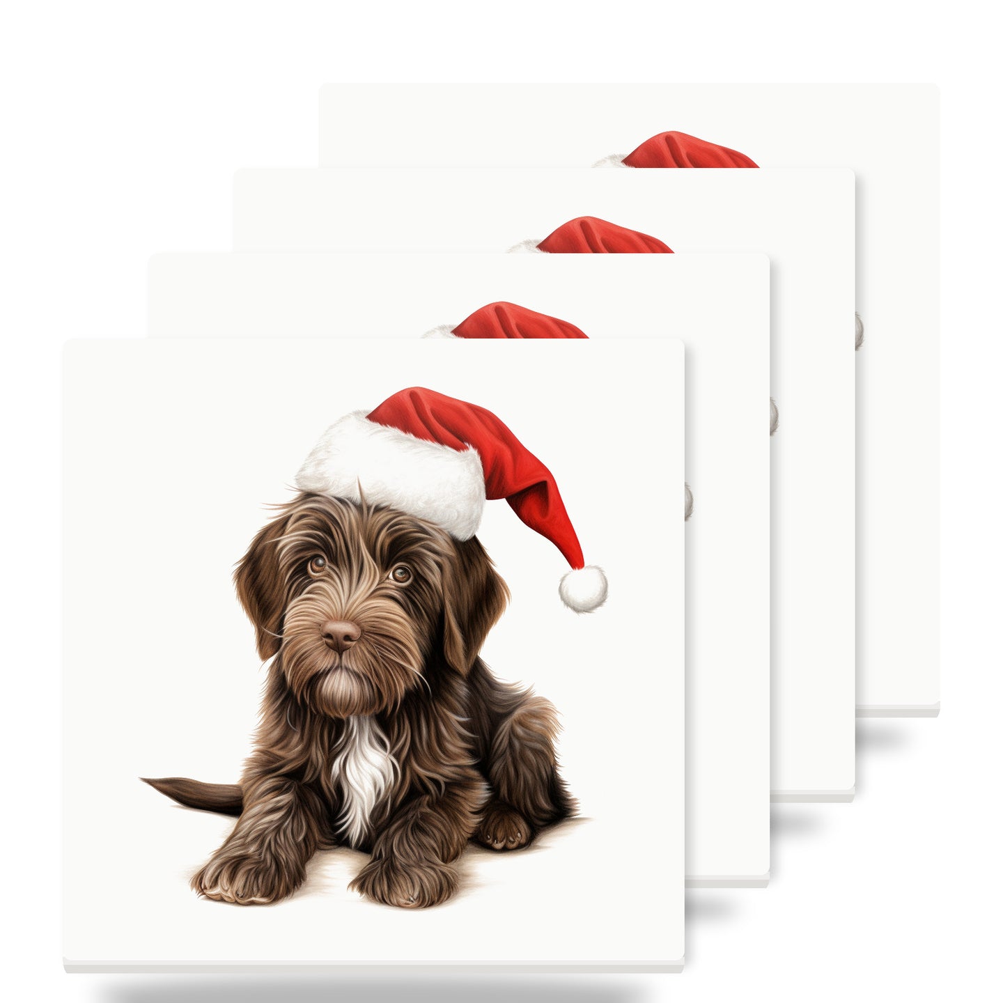 Wirehaired Pointing Griffon Puppy Drawing ceramic coasters set of 4