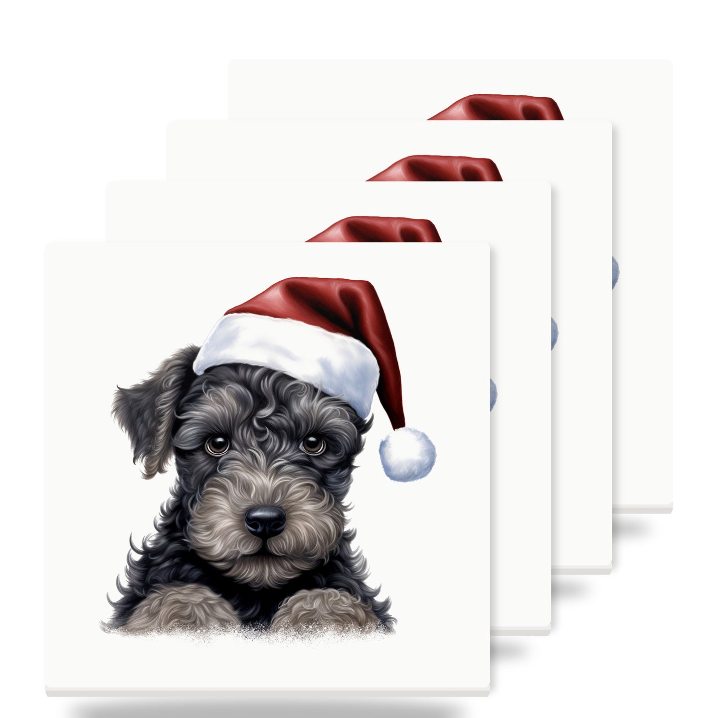 Kerry Blue Terrier Puppy Drawing ceramic coasters set of 4