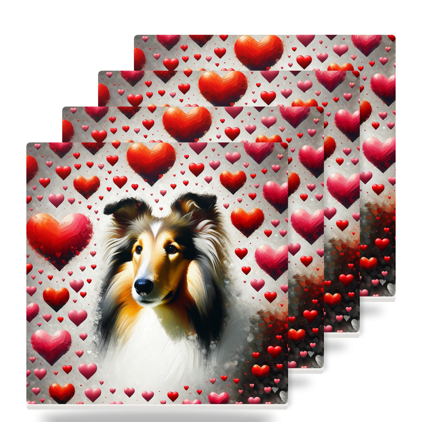 Collie ceramic coasters set of 4