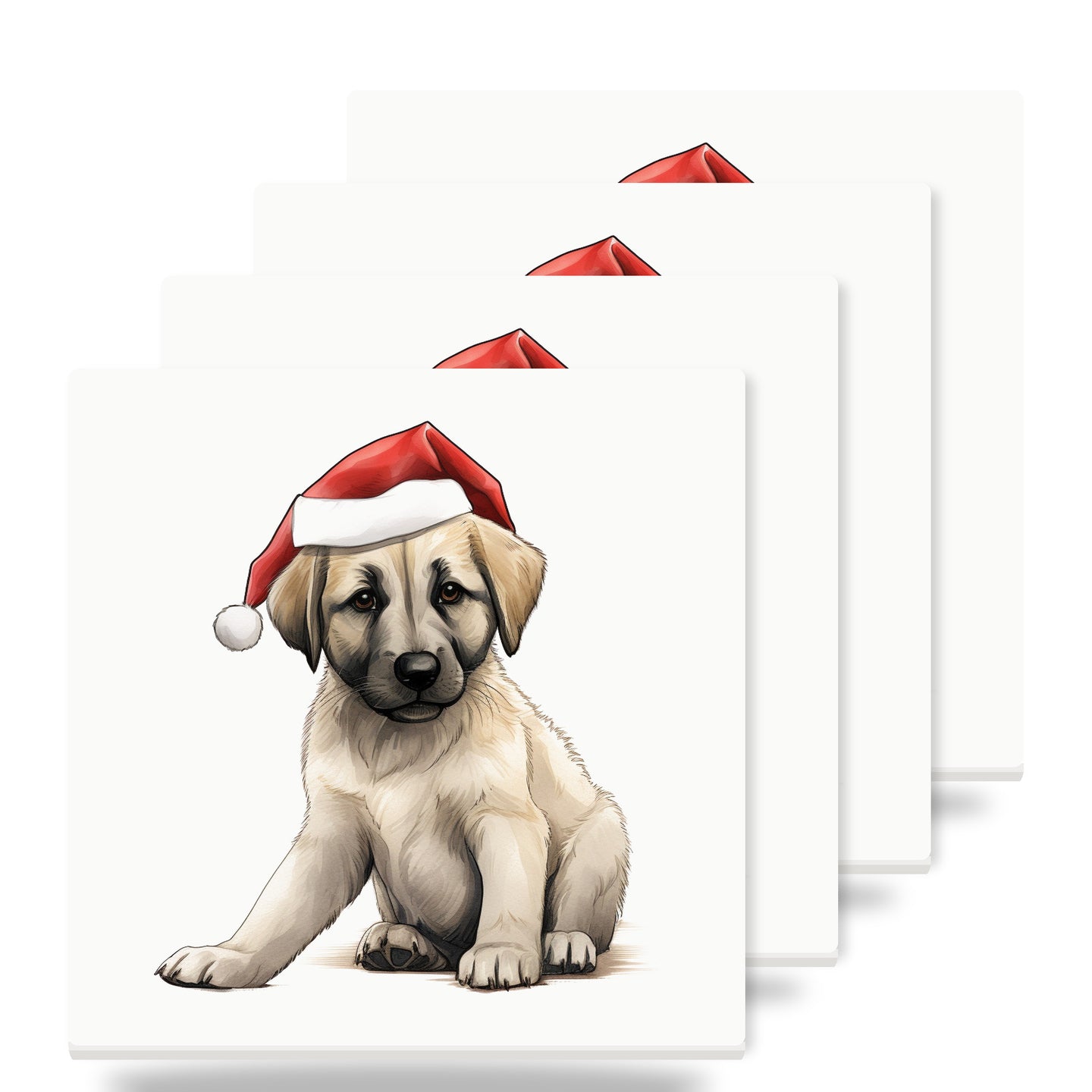 Anatolian Shepherd Dog Puppy Drawing ceramic coasters set of 4
