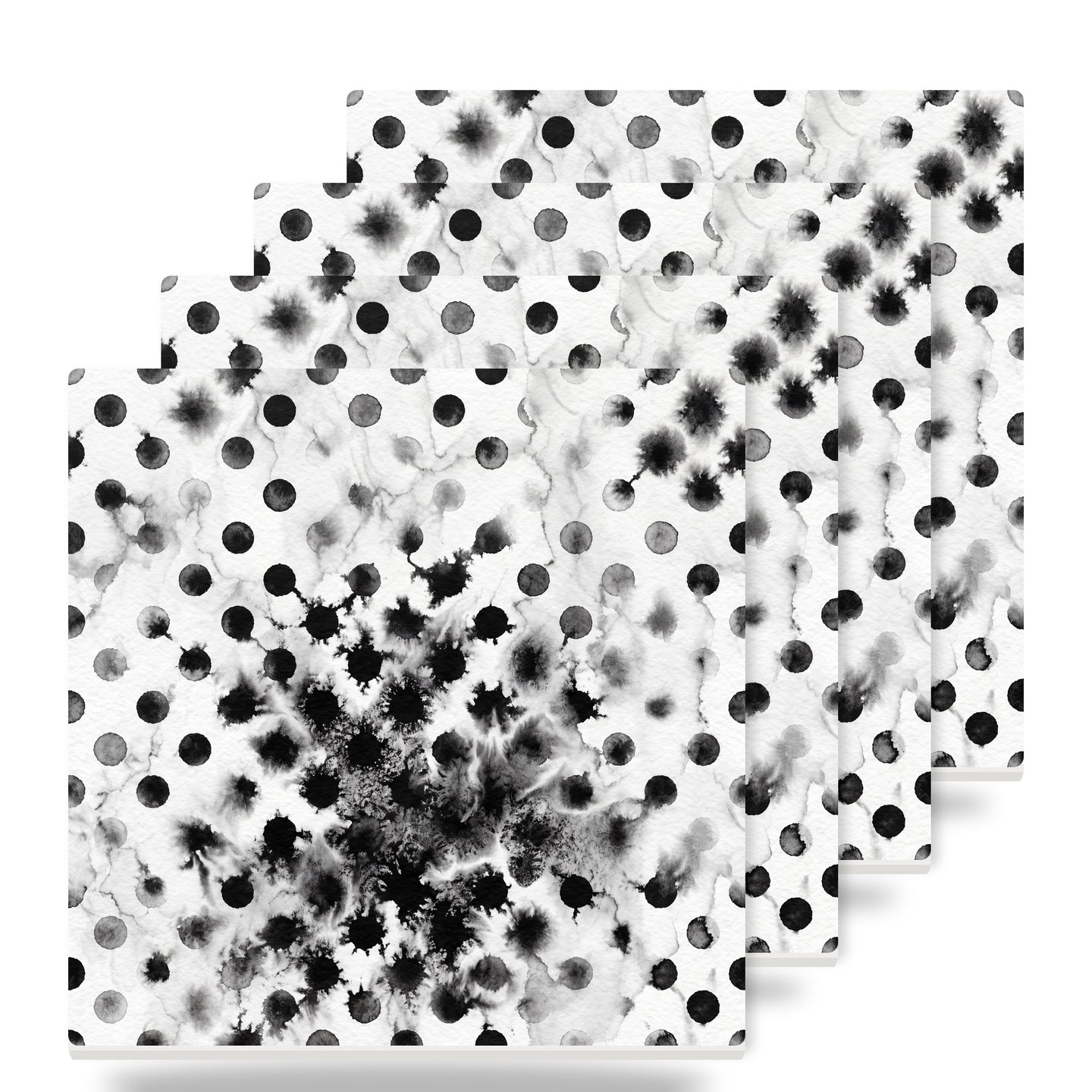 Polka Dot ceramic coasters set of 4