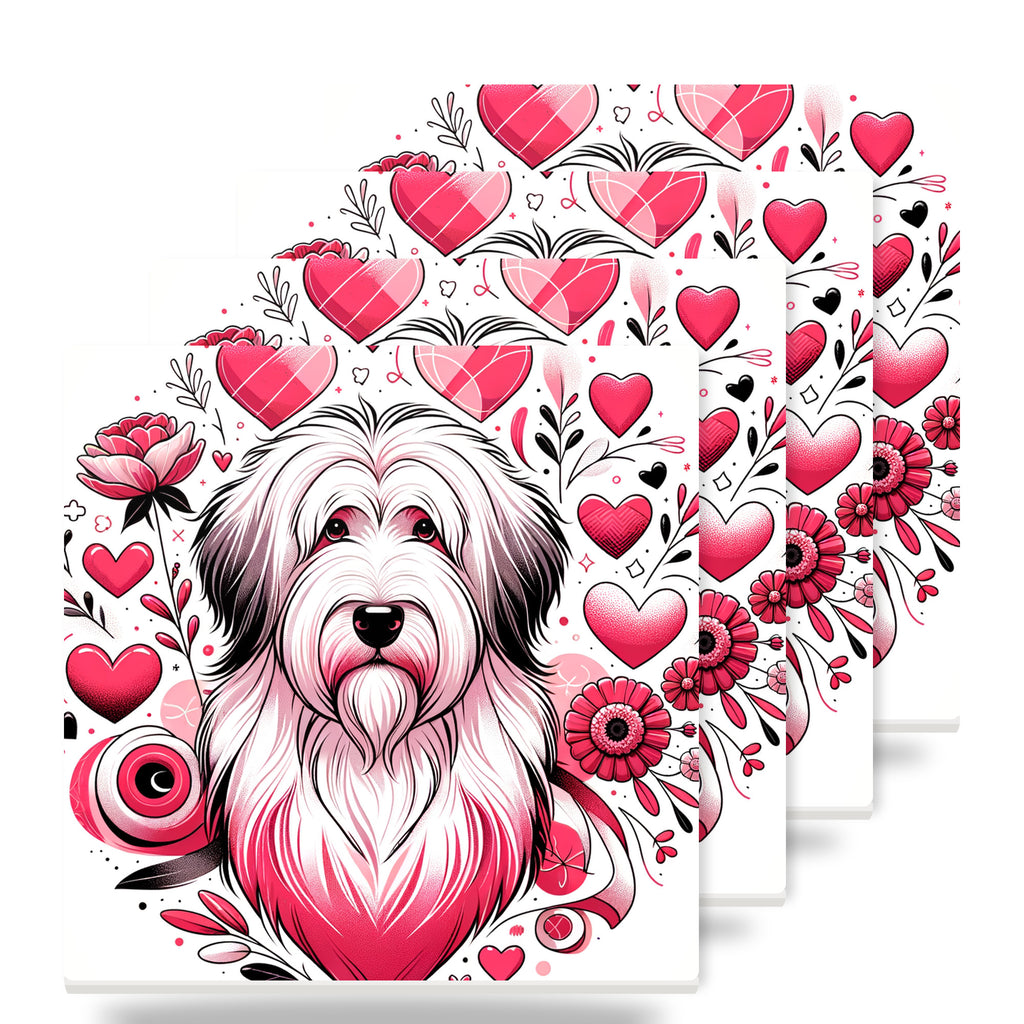 Old English Sheepdog ceramic coasters set of 4