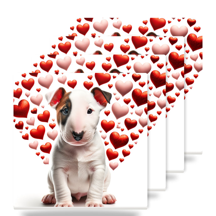 Bull Terrier ceramic coasters set of 4