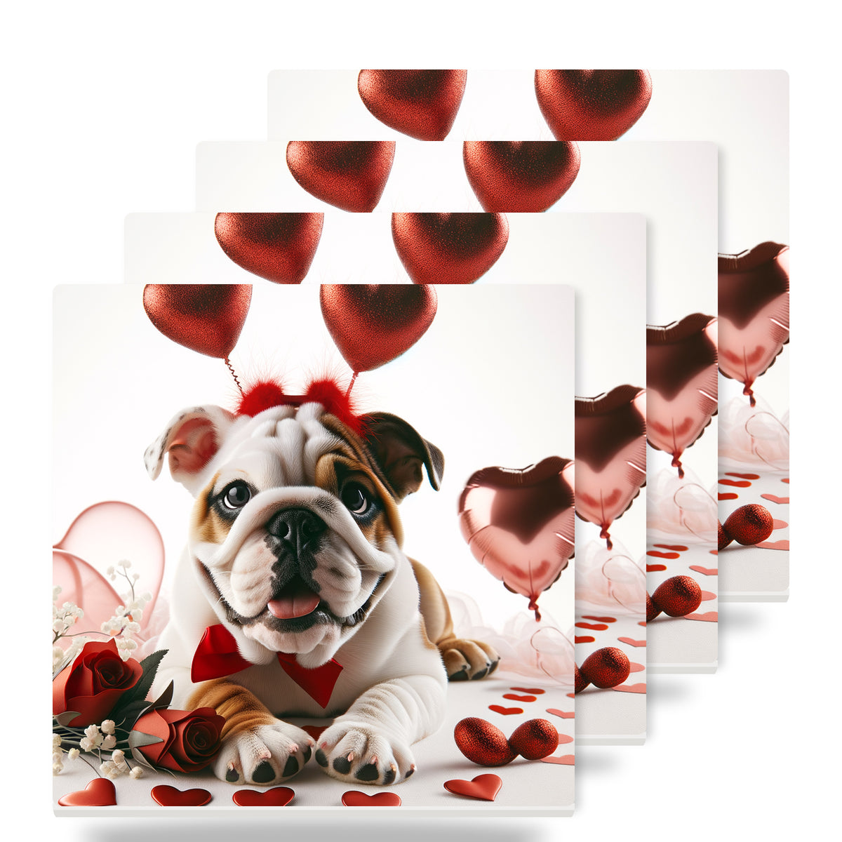 Bulldog ceramic coasters set of 4