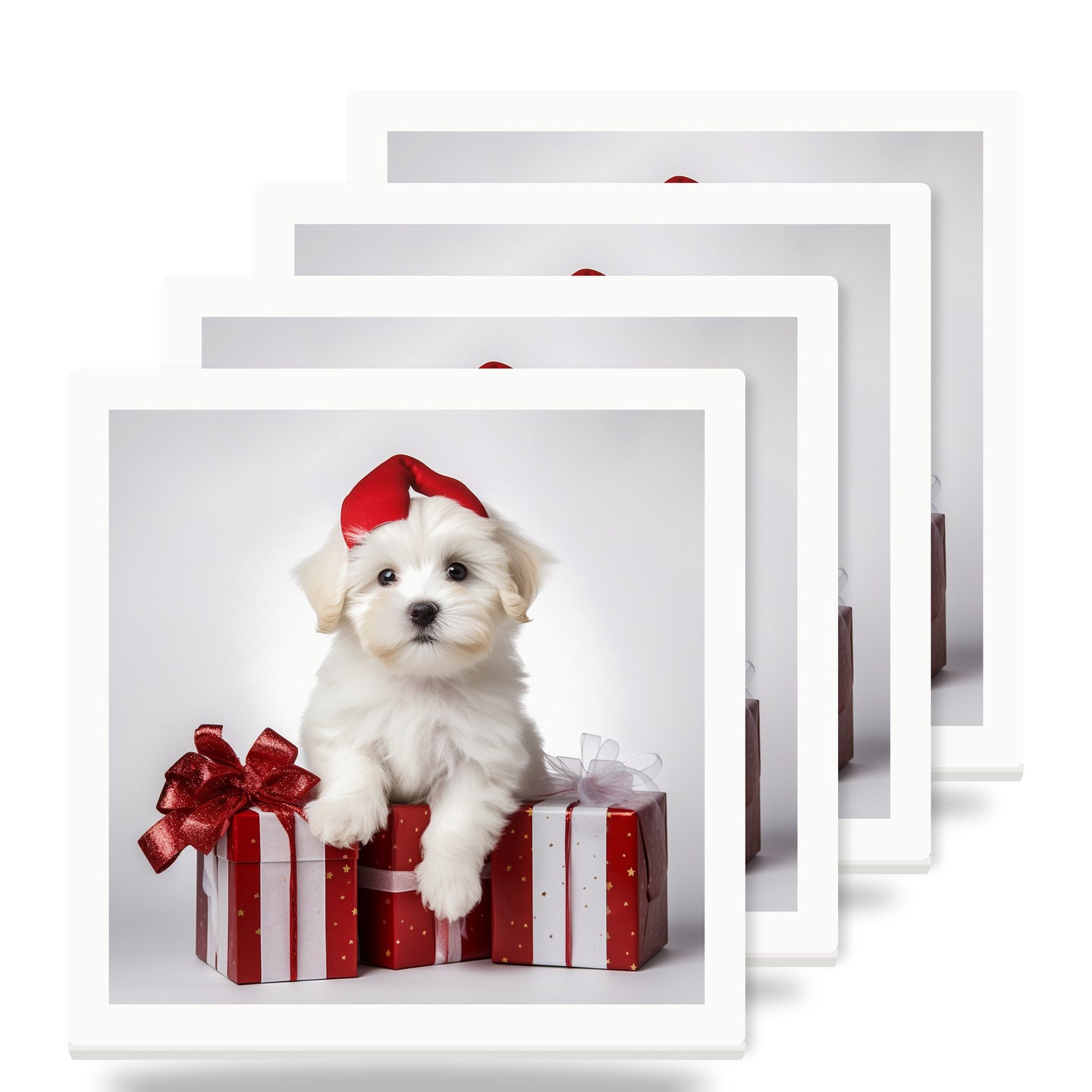 Coton de Tulear Puppy ceramic coasters set of 4