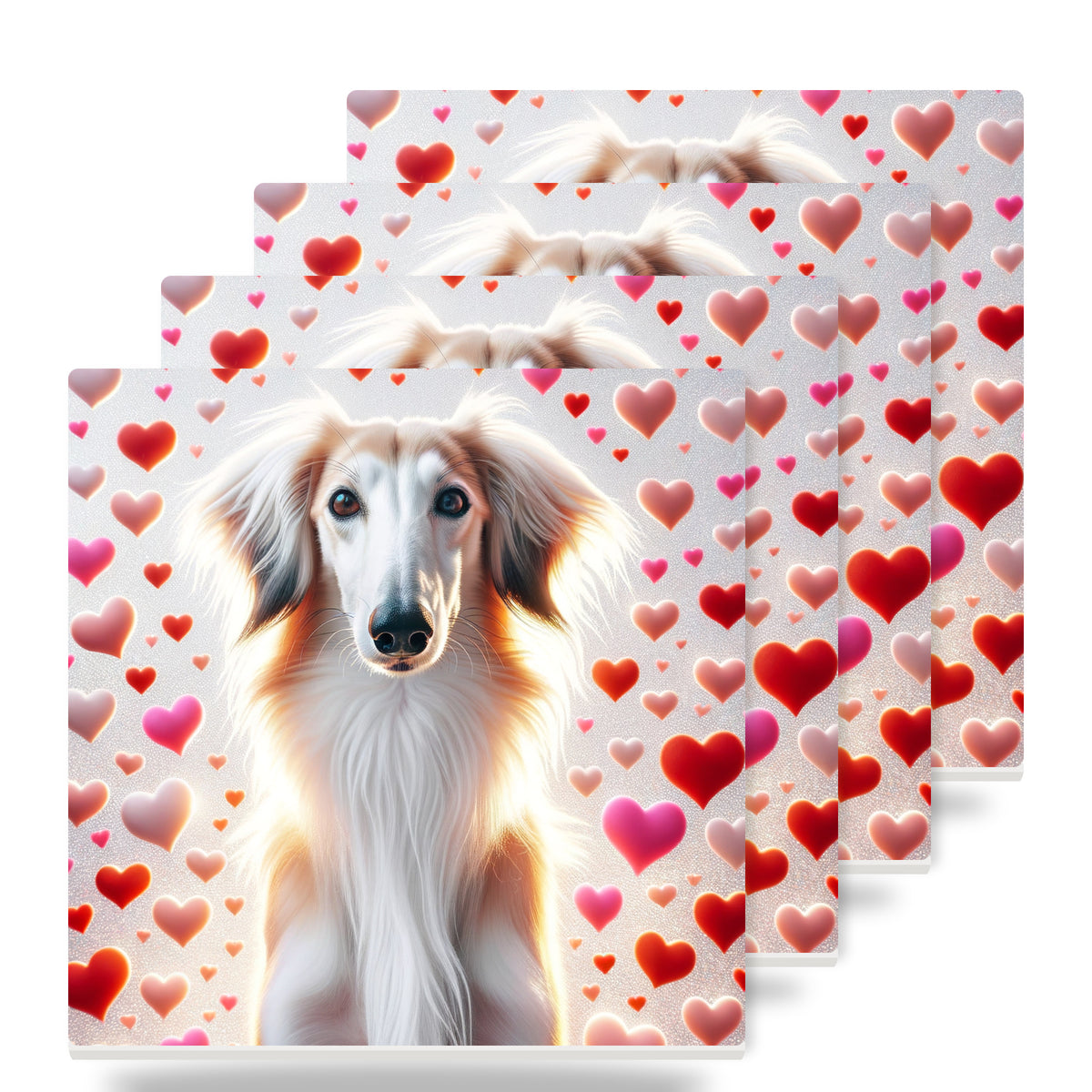 Saluki ceramic coasters set of 4