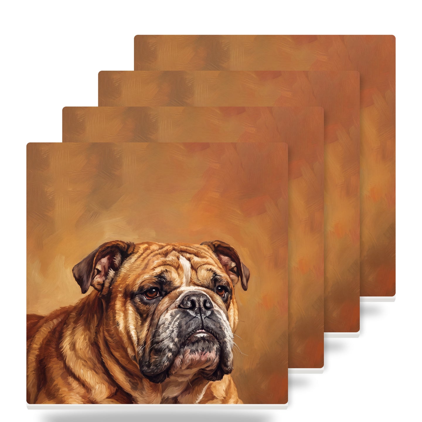 English Bulldog Portrait ceramic coasters set of 4