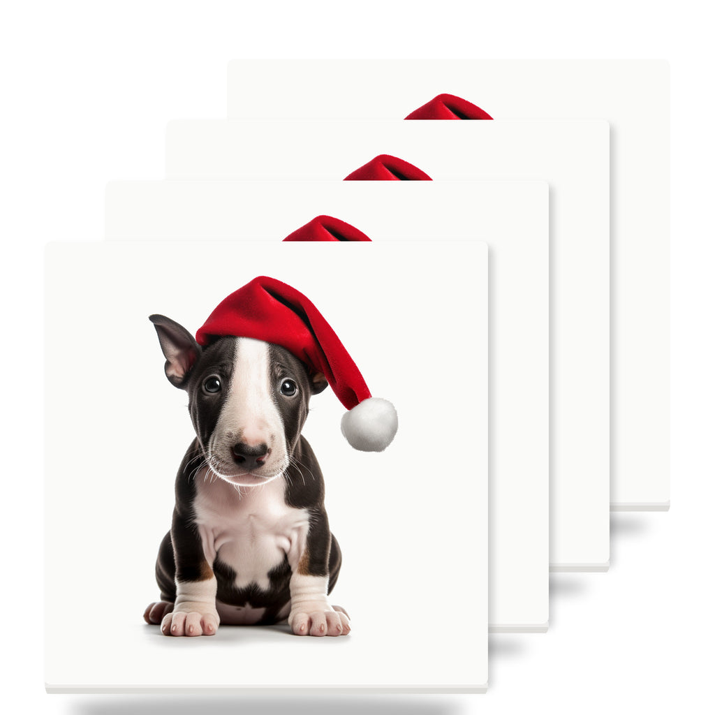 Miniature Bull Terrier Puppy ceramic coasters set of 4