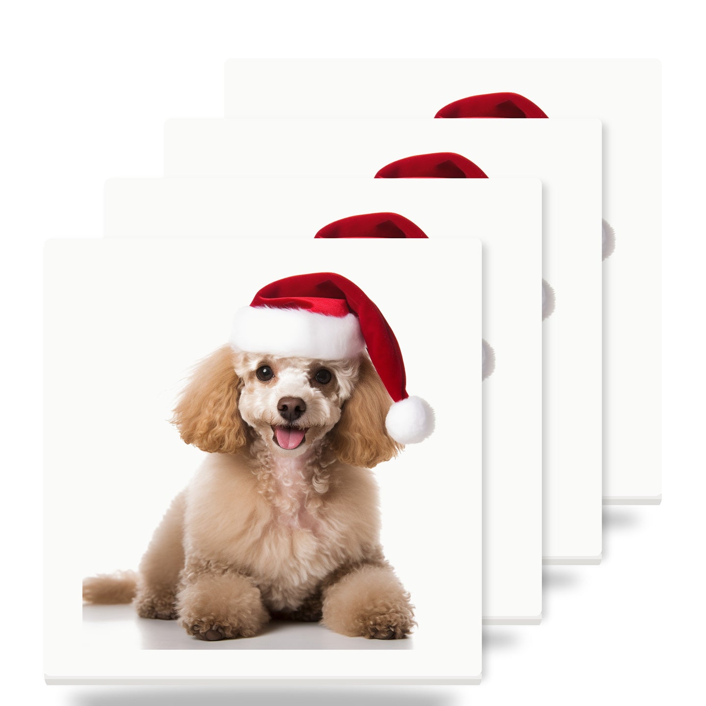 Poodle ceramic coasters set of 4