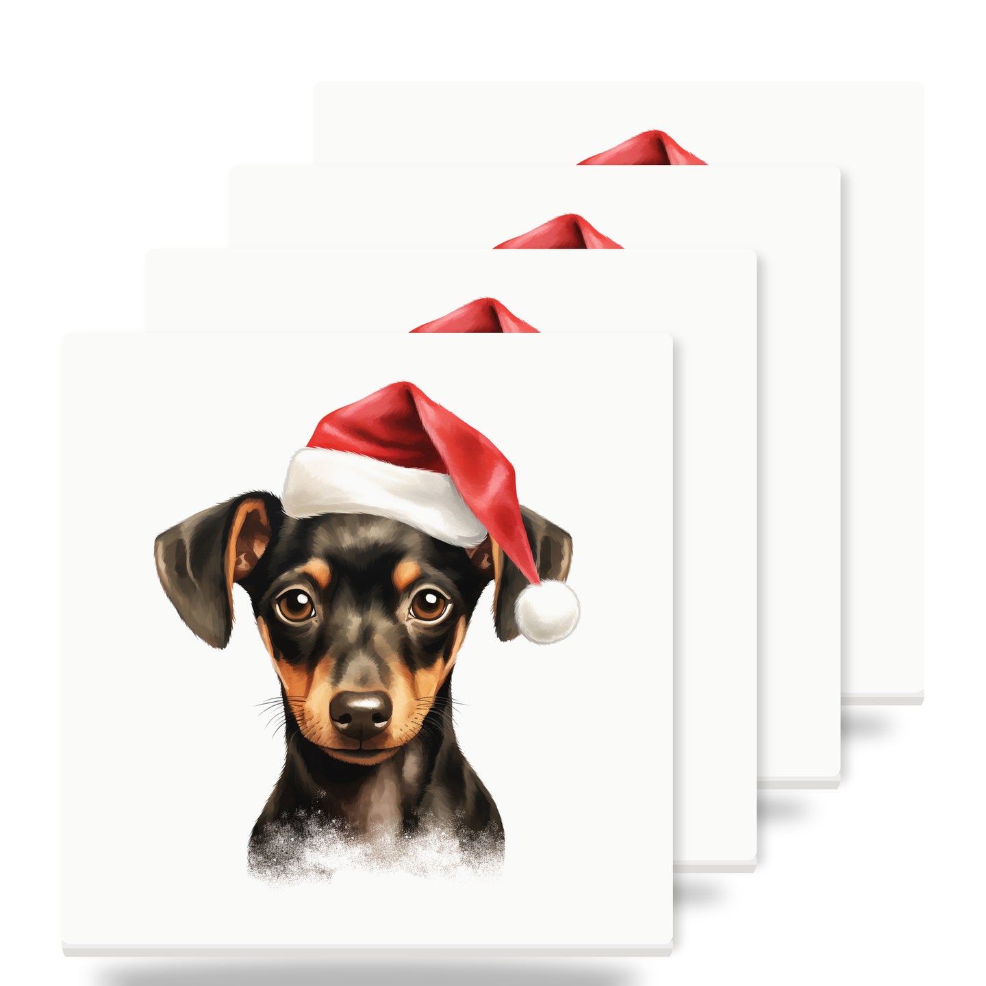 Manchester Terrier Puppy Drawing ceramic coasters set of 4