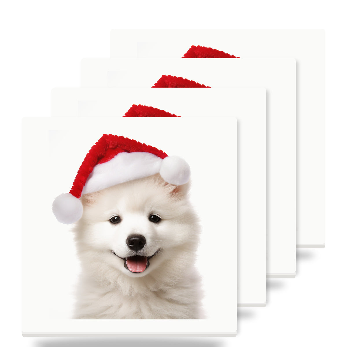 Samoyed Puppy ceramic coasters set of 4