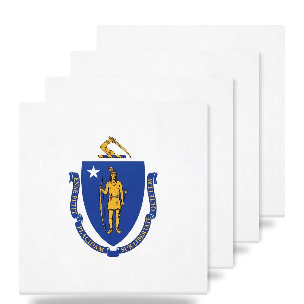 Massachusetts State Flag ceramic coasters set of 4
