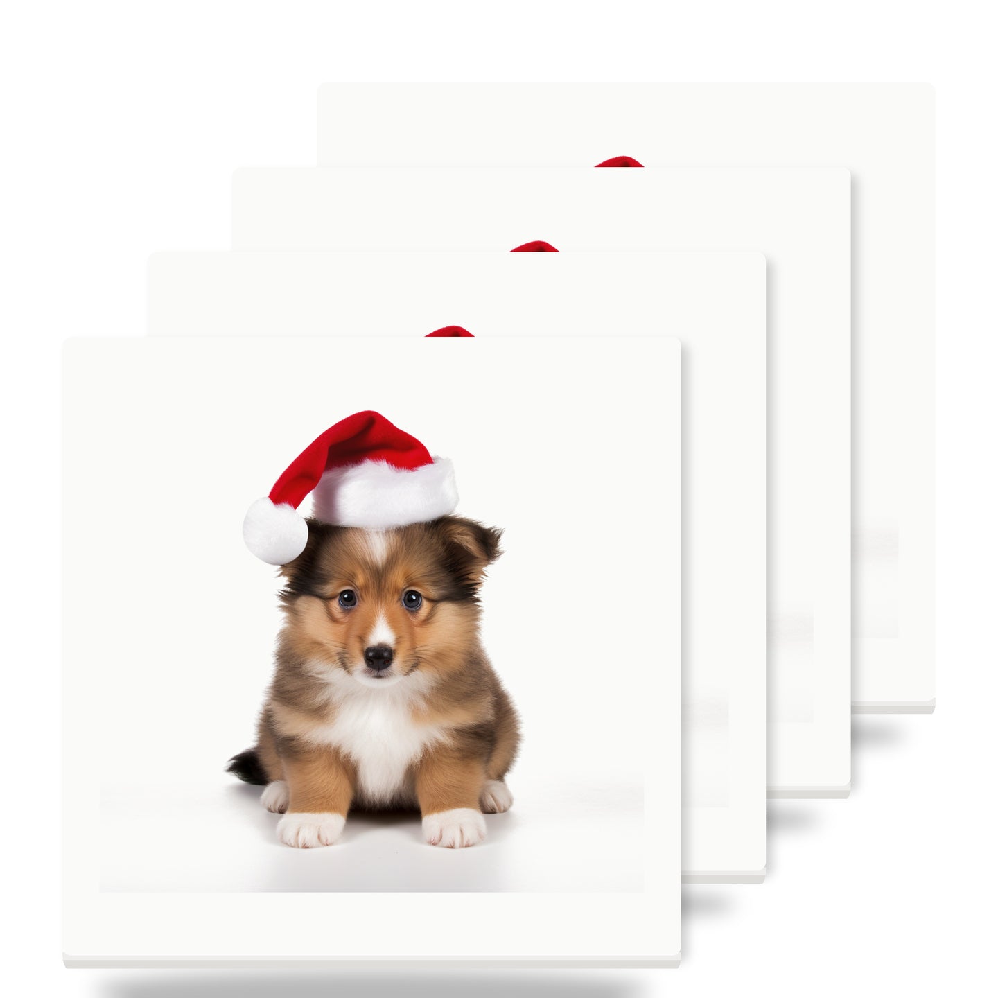 Shetland Sheepdog Puppy ceramic coasters set of 4