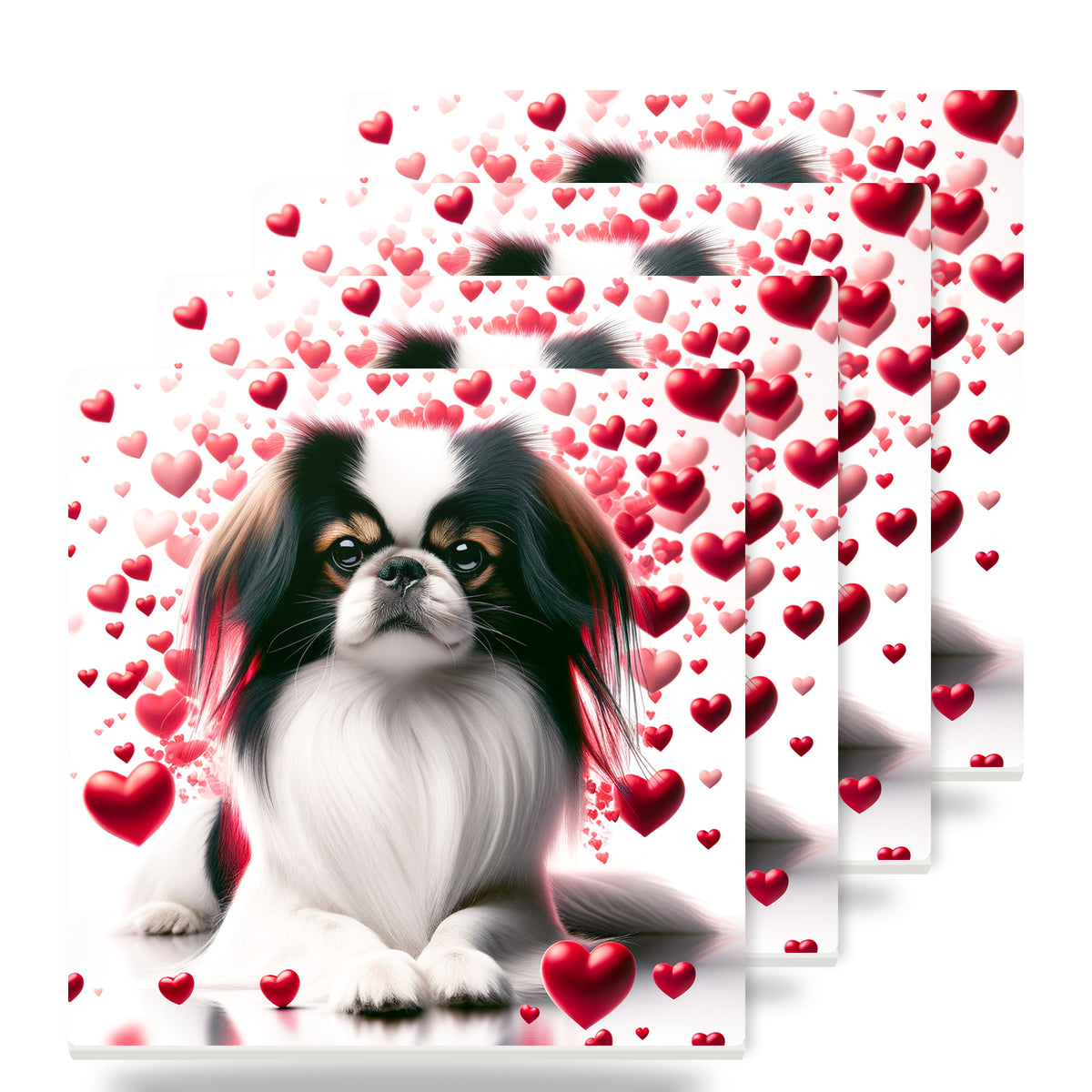Japanese Chin ceramic coasters set of 4