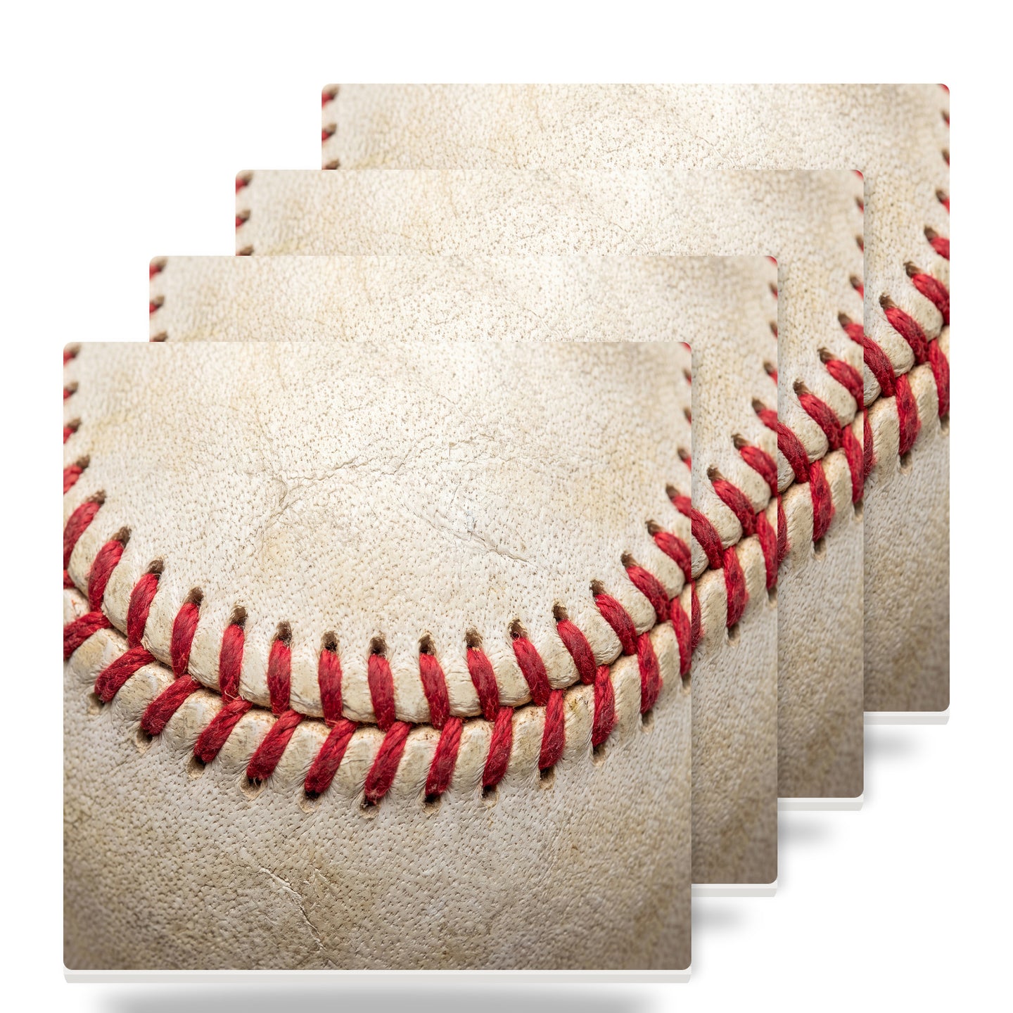 Baseball Stitch ceramic coasters set of 4