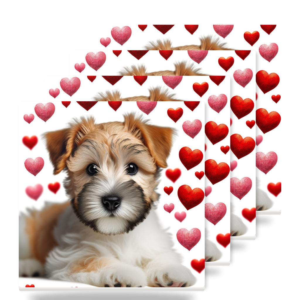 Russell Terrier ceramic coasters set of 4