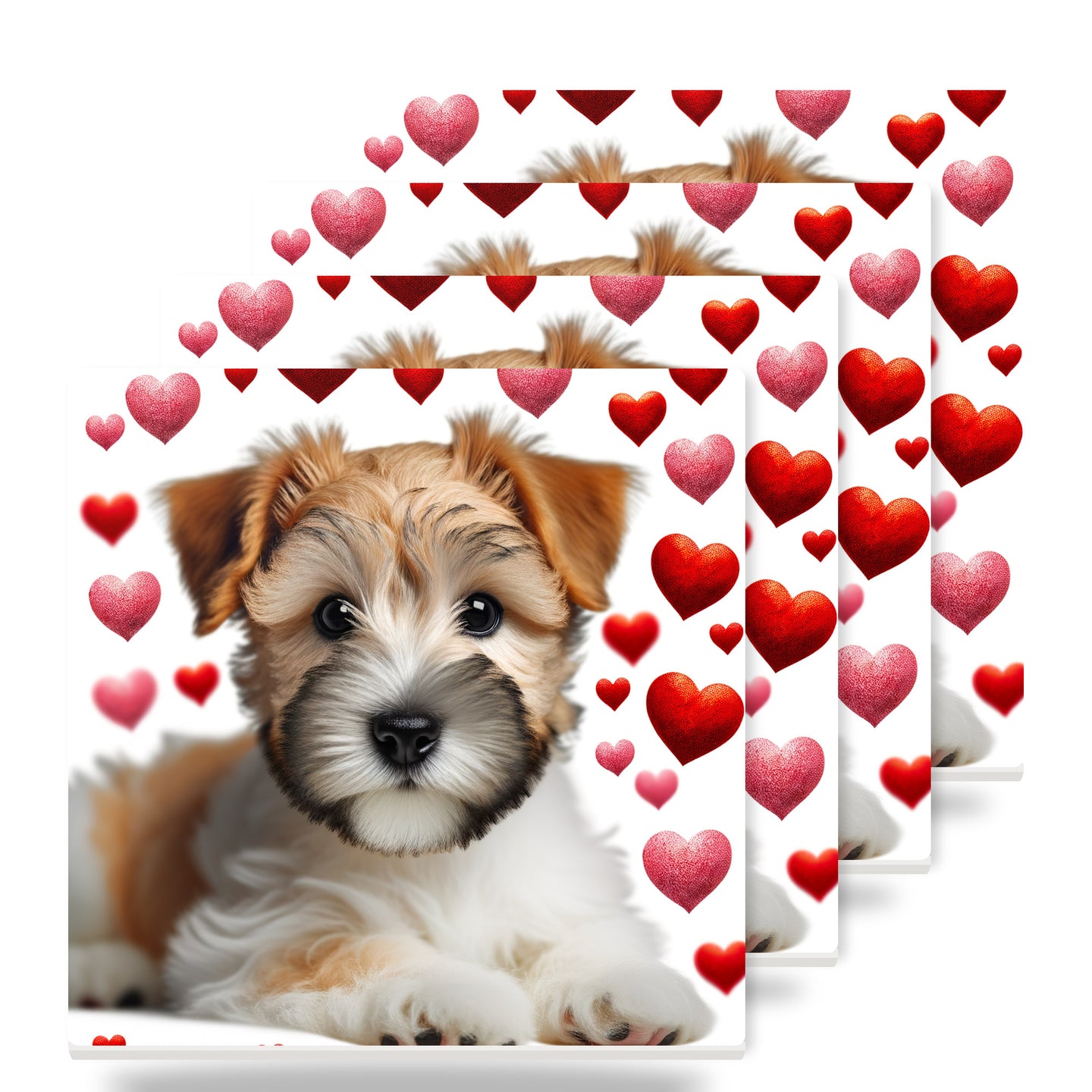 Russell Terrier ceramic coasters set of 4