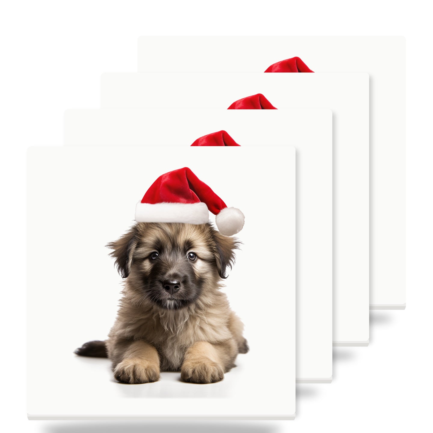 Pyrenean Shepherd Puppy ceramic coasters set of 4