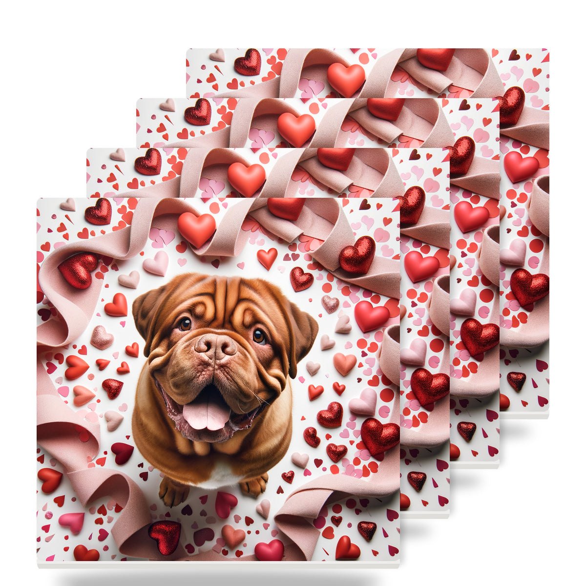 Dogue de Bordeaux ceramic coasters set of 4
