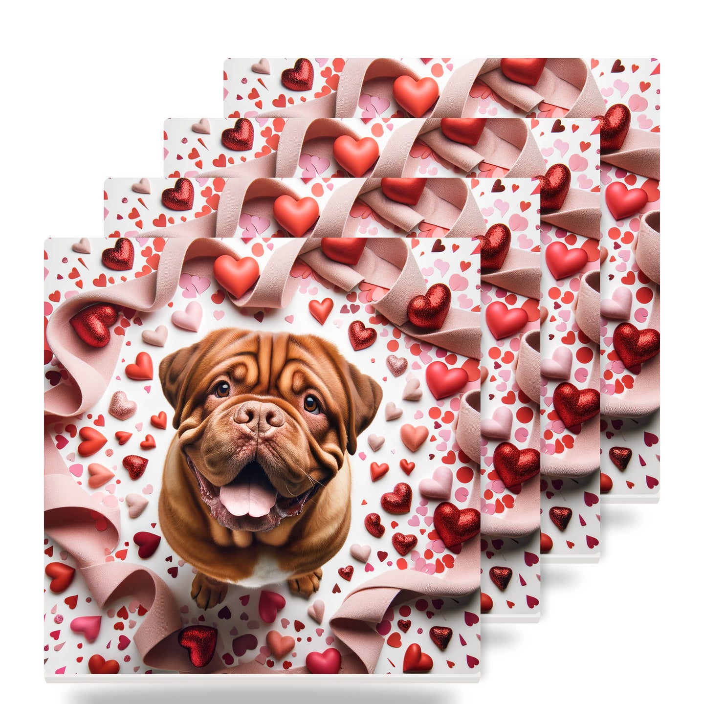 Dogue de Bordeaux ceramic coasters set of 4
