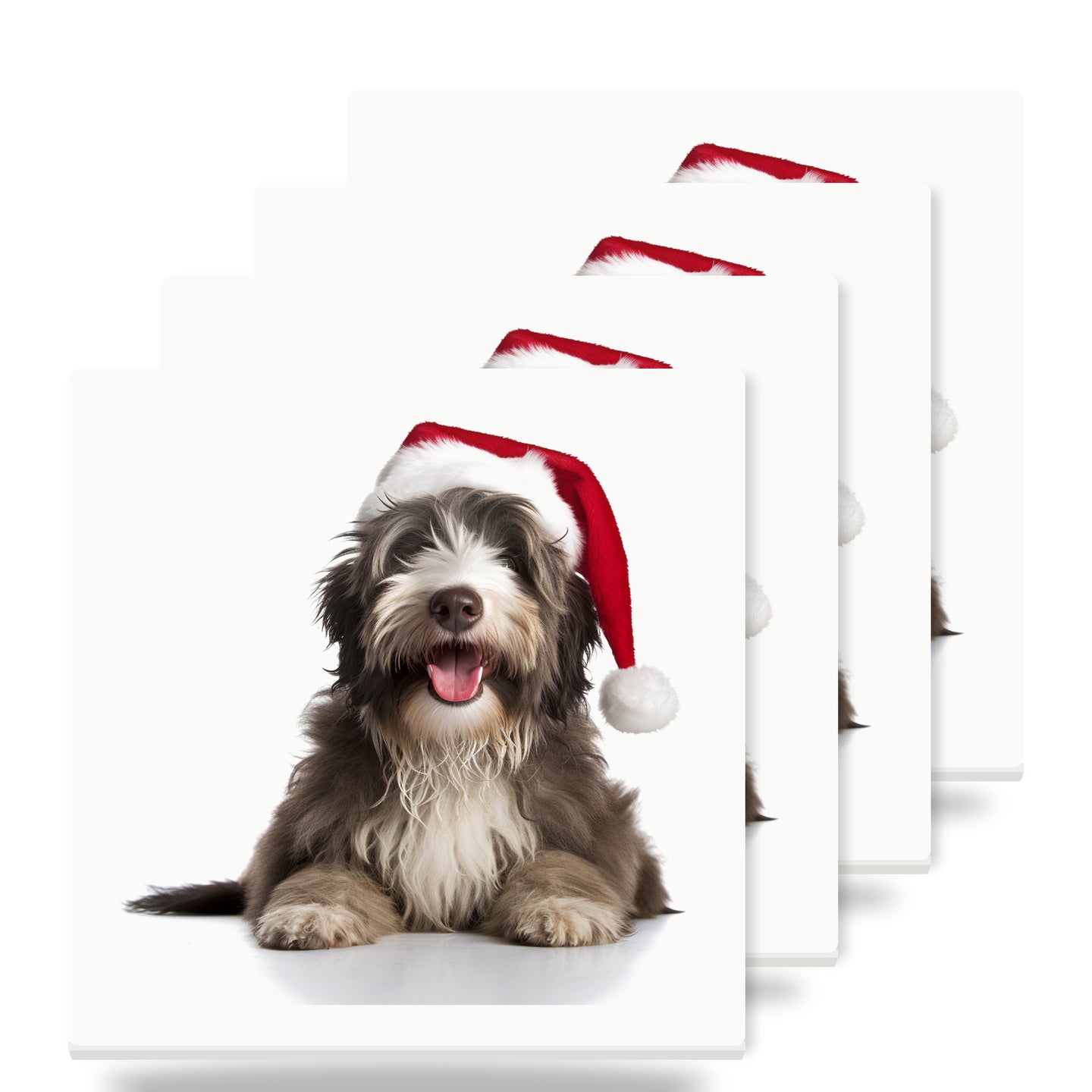 Bergamasco Sheepdog Puppy ceramic coasters set of 4