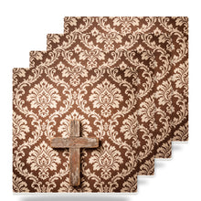 Wooden Cross ceramic coasters set of 4