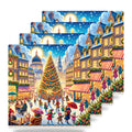 Holiday Town Square ceramic coasters set of 4