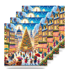 Holiday Town Square ceramic coasters set of 4