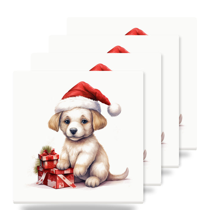Russian Toy Puppy Drawing ceramic coasters set of 4