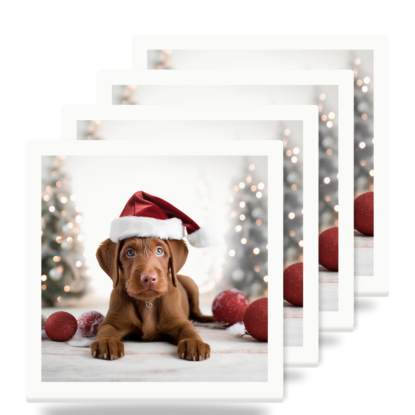 Wirehaired Vizsla Puppy ceramic coasters set of 4