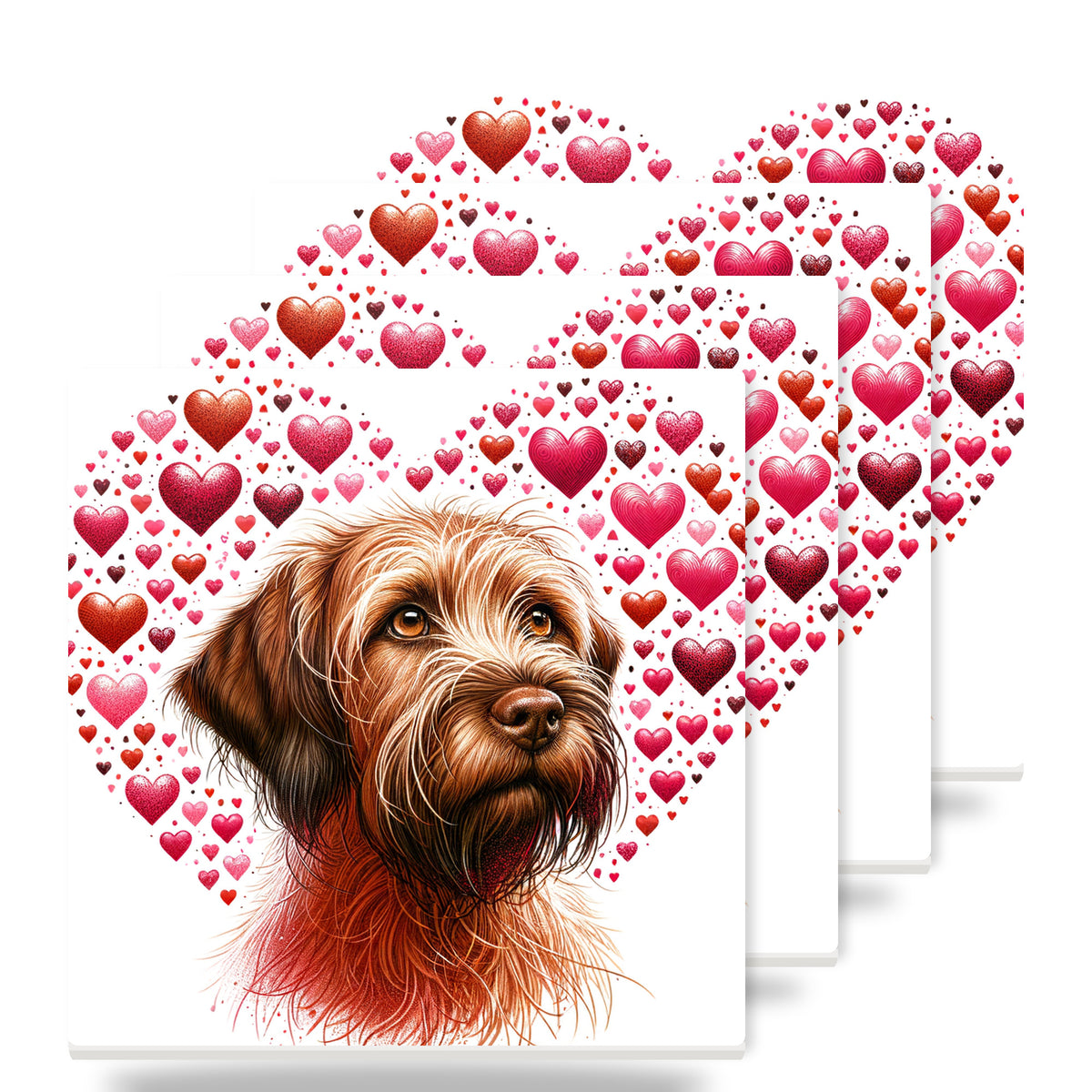 Wirehaired Pointing Griffon ceramic coasters set of 4